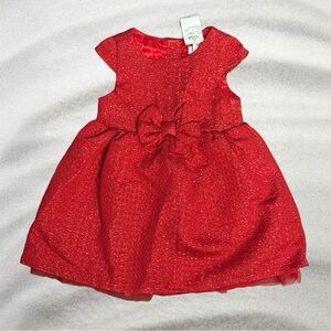 Baby Girl Infant Cat & Jack Red Sparkly Cap Sleeve Dress / Size 18 Months / NWT
